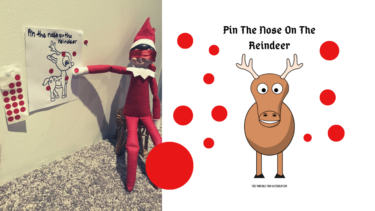 Free Printable, Elf On The Shelf Pin The Nose On The Reindeer Kate Shelby
