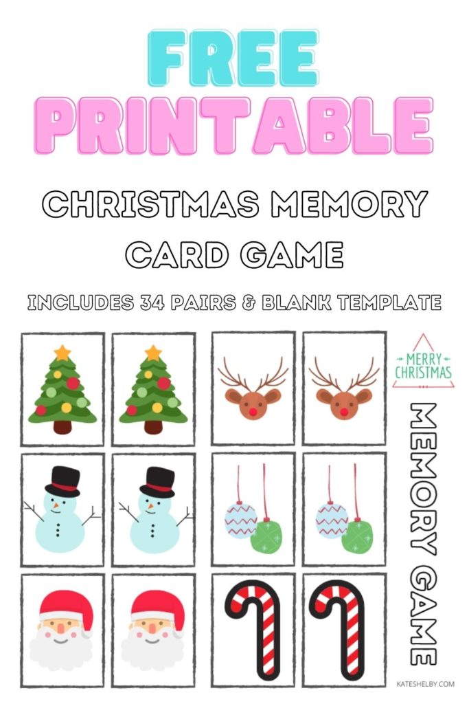Free Printable Christmas Memory Card Game Kate Shelby